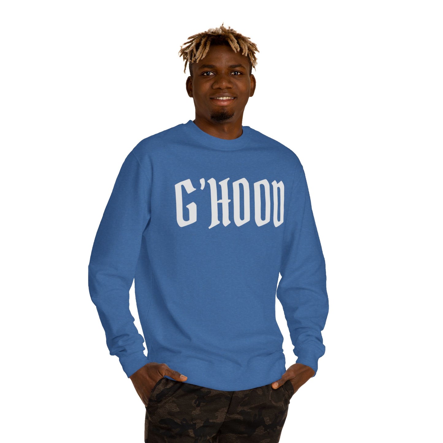 Unisex Crew Neck Sweatshirt with G'Hood Design - Cozy Gift for Friends, Casual Wear, Fall Fashion, Street Style