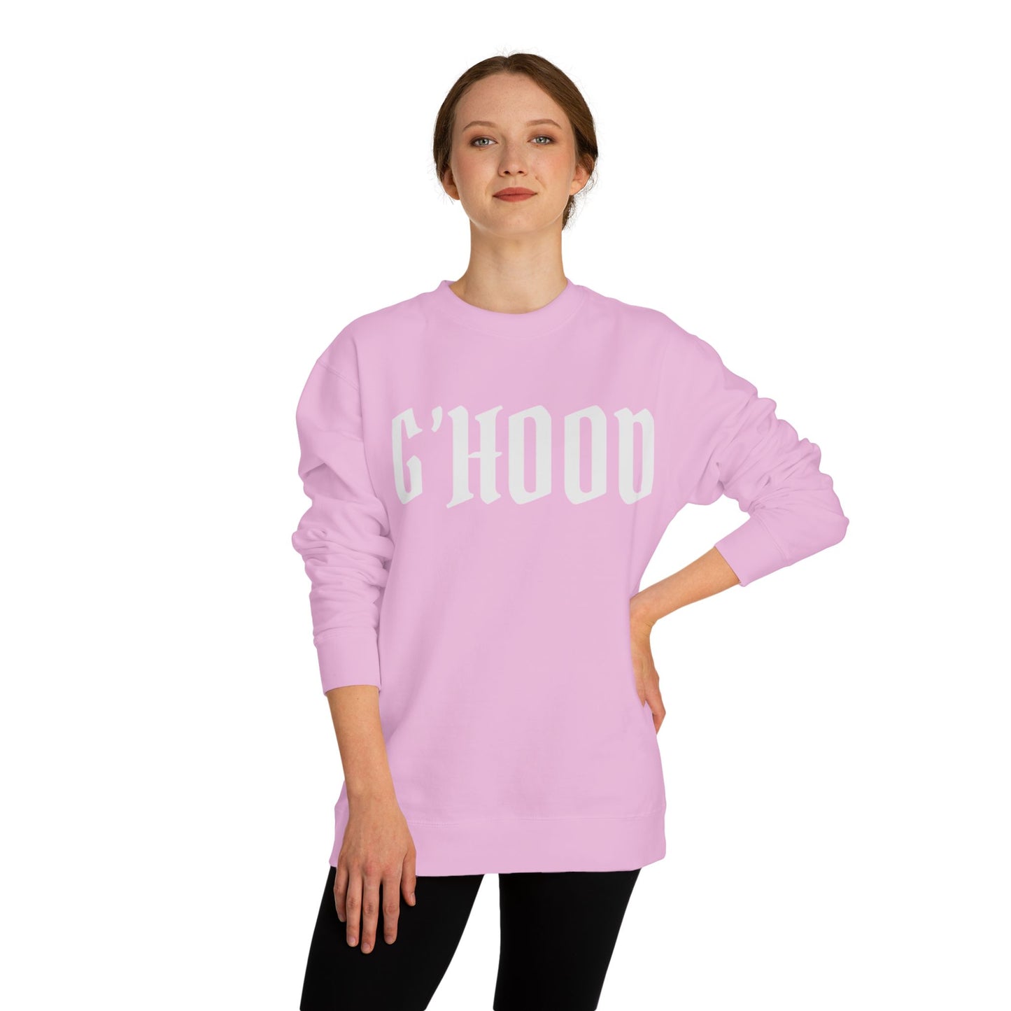 Unisex Crew Neck Sweatshirt with G'Hood Design - Cozy Gift for Friends, Casual Wear, Fall Fashion, Street Style