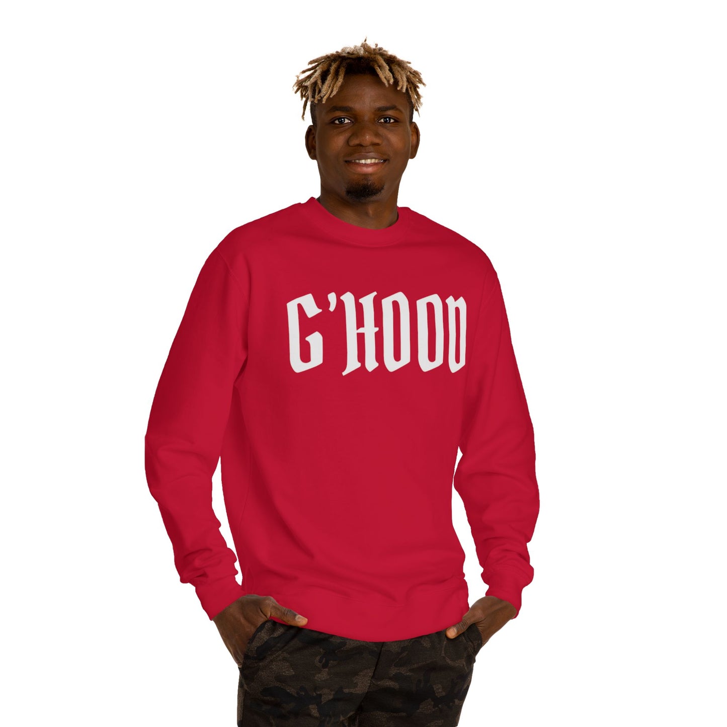 Unisex Crew Neck Sweatshirt with G'Hood Design - Cozy Gift for Friends, Casual Wear, Fall Fashion, Street Style