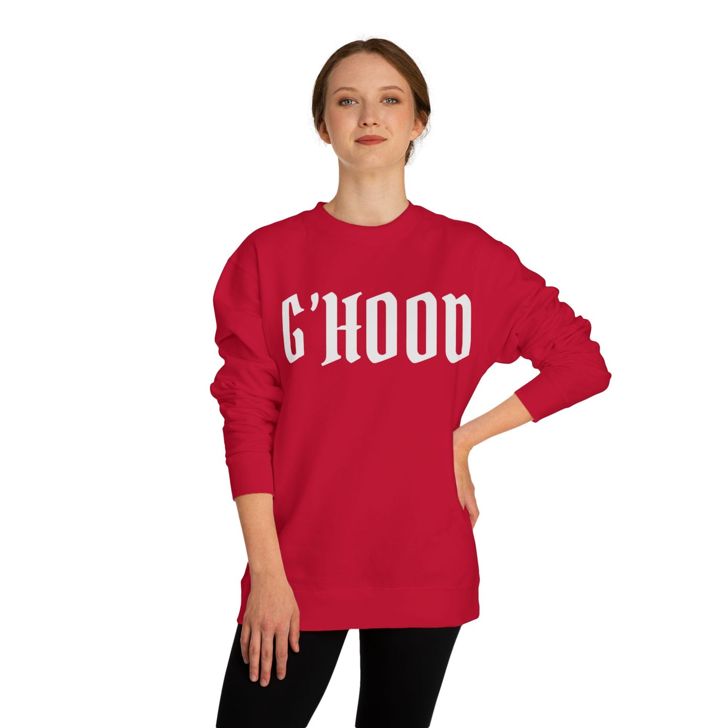 Unisex Crew Neck Sweatshirt with G'Hood Design - Cozy Gift for Friends, Casual Wear, Fall Fashion, Street Style