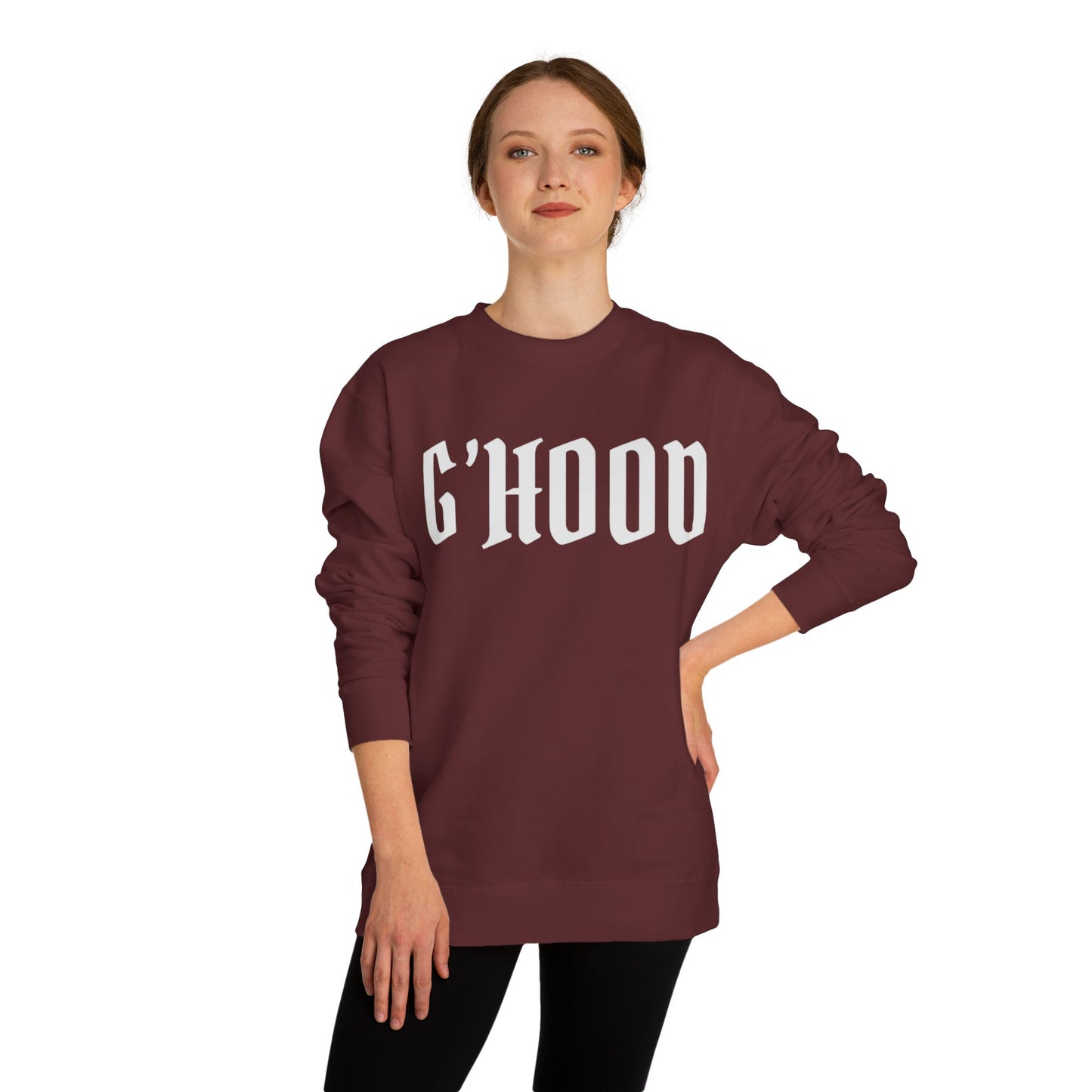 Unisex Crew Neck Sweatshirt with G'Hood Design - Cozy Gift for Friends, Casual Wear, Fall Fashion, Street Style