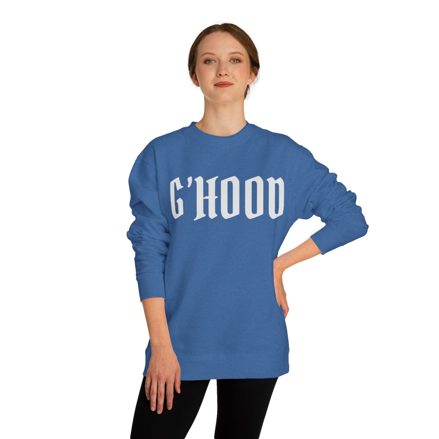 Unisex Crew Neck Sweatshirt with G'Hood Design - Cozy Gift for Friends, Casual Wear, Fall Fashion, Street Style