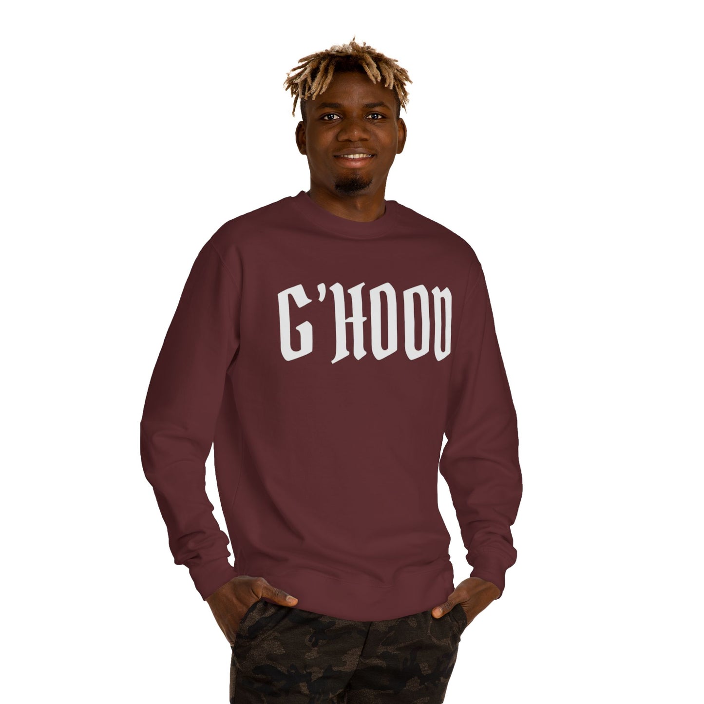 Unisex Crew Neck Sweatshirt with G'Hood Design - Cozy Gift for Friends, Casual Wear, Fall Fashion, Street Style